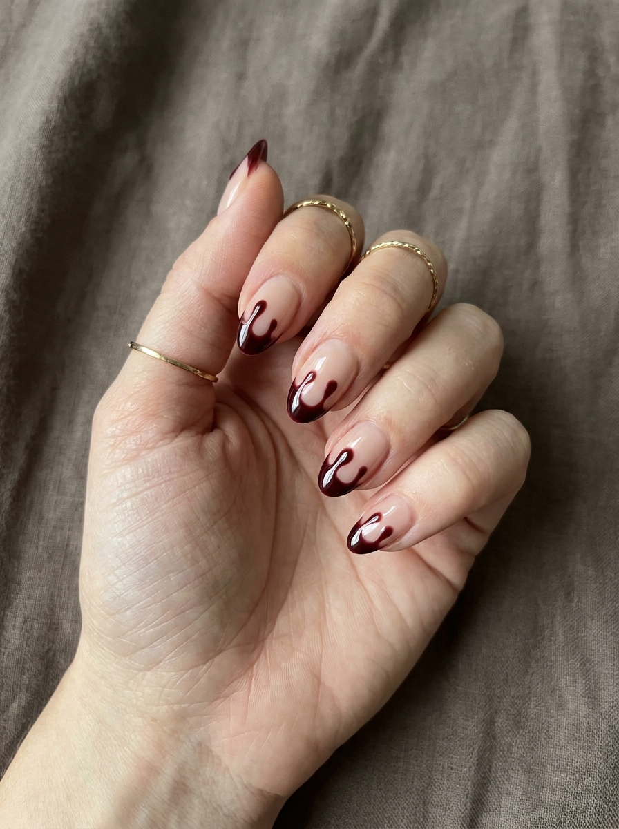 Blood Drip French Nails als Halloween Nägel Inspiration 2026